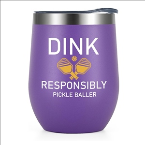 Wine Tumbler with Lid, Christmas Birthday Retirement Pickle Ball Gifts 12oz